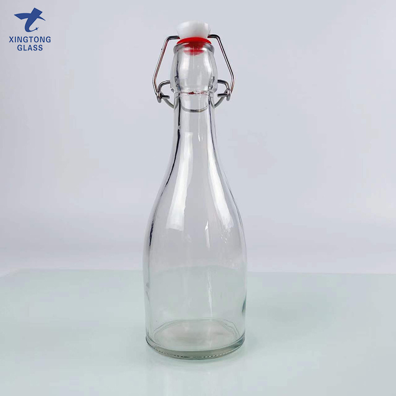 wholesale amber mini 100ml 250 ml 500ml 750ml 1L glass Beer bottles with swing stopper top cap for Juice Kombucha