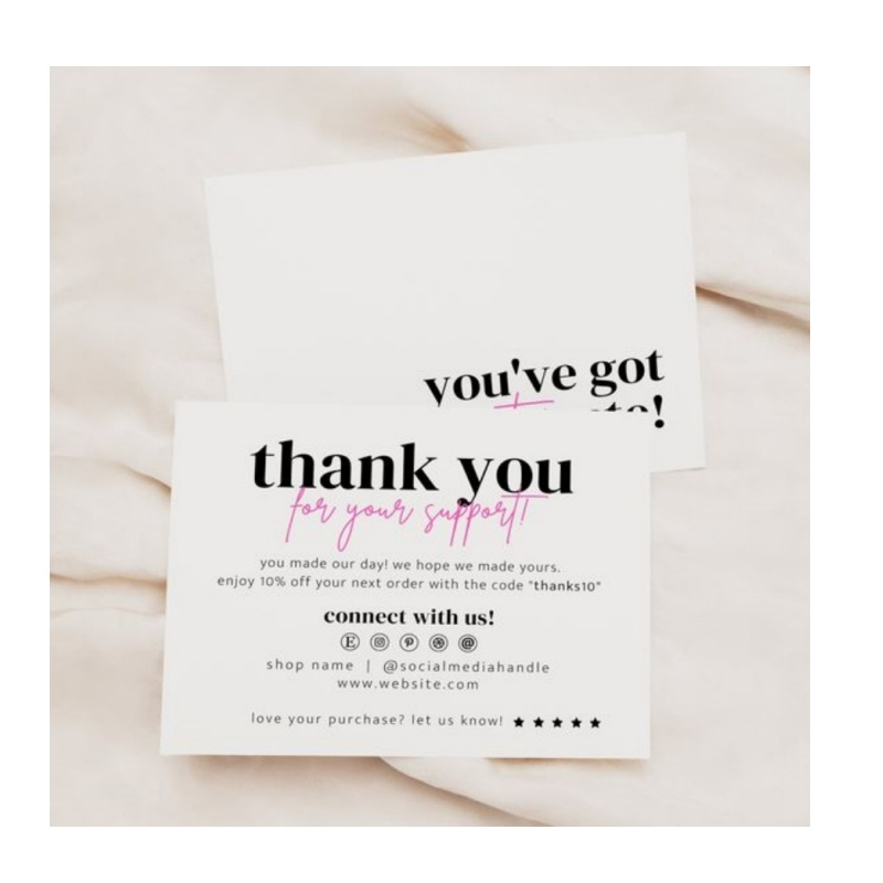 Luxury Custom Thank You Insert Paper Printable Small Business Card Jewelry Care Instructions Cards printing