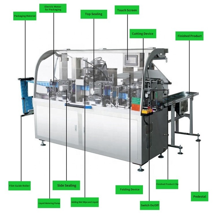 full automatic individual mini cleansing wet wipes making machine