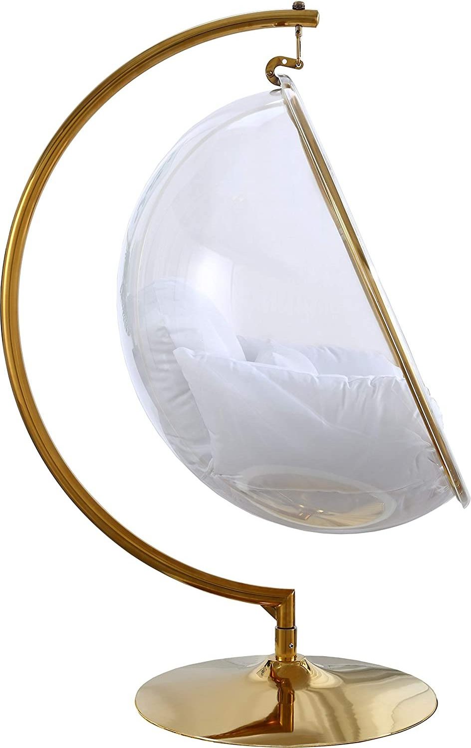 XINGTUO Hot Sell Transparent hanging chairs Swing Floor Stand Golden acrylic Bubble Chair With Stand living room garden