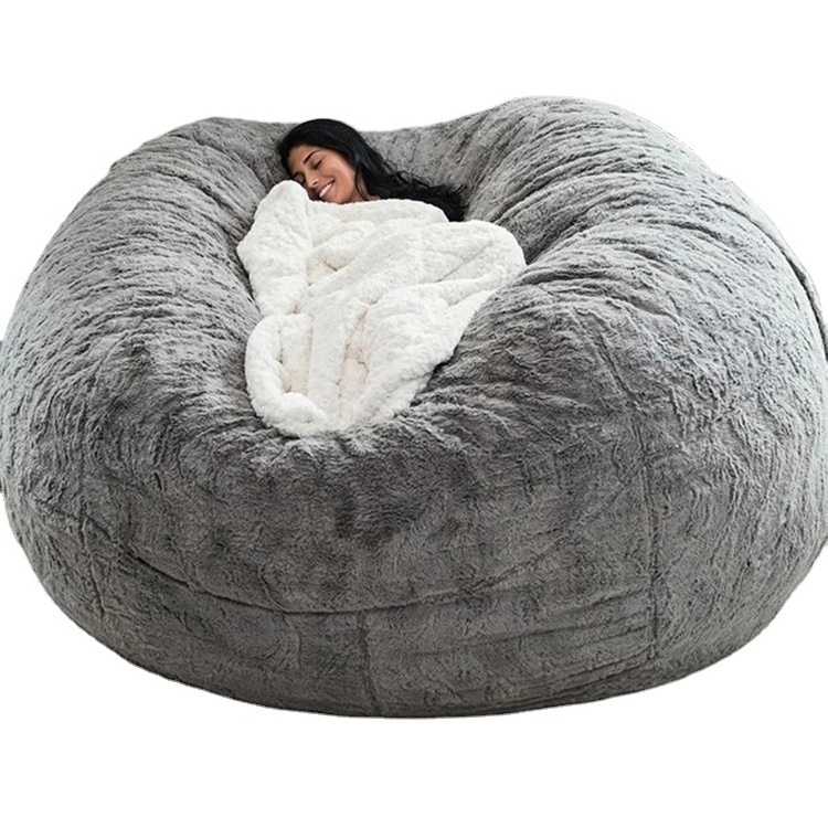 Giant Bean Bag With Filler Furry Sofa 7ft 8ft XL Foam Filled Faux Fur Bean Bag 6ft Bean Bag Seats