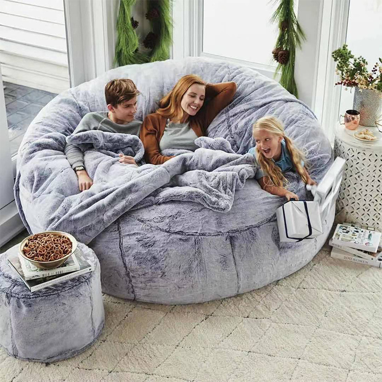 Giant Bean Bag With Filler Furry Sofa 7ft 8ft XL Foam Filled Faux Fur Bean Bag 6ft Bean Bag Seats