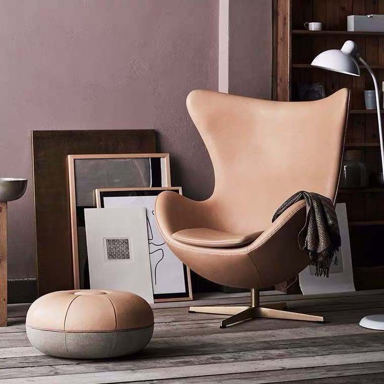 Leisure Ball Chair Modern Danes Design Living Room Black Pu Leather Fabric Revolving Metal PU and FRP Aviator Egg Chair