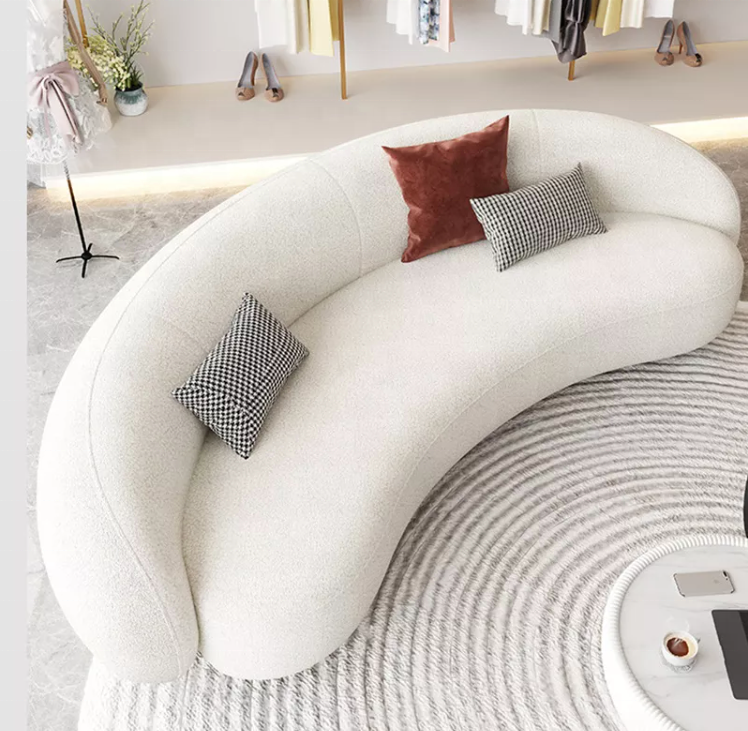 Nordic Lambhair White Half Curved Sofa Round C Shape Velvet Set Furniture Curved Sofa Couch Living Room Sofas For Office