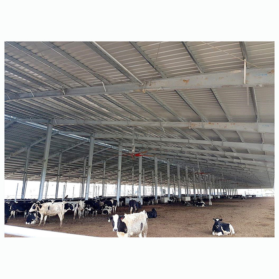 China Prefab Low Cost Factory Price Customization Cattle Farm Cow Shed Light Steel Structure Metal Shed Building