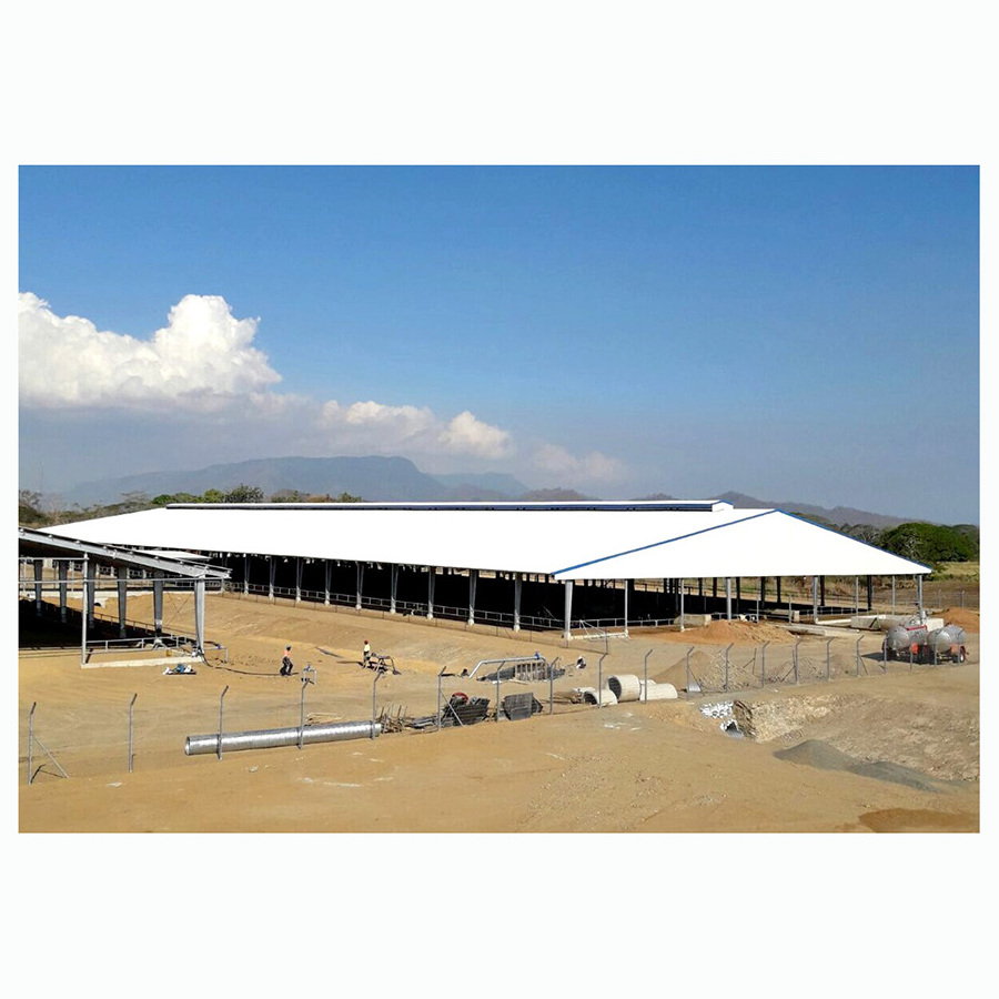 Prefab Cow Easy Install Prefabricated Customized Cattle Farming Barn Light Steel Structural Structure Cow Hangar Metal Shed