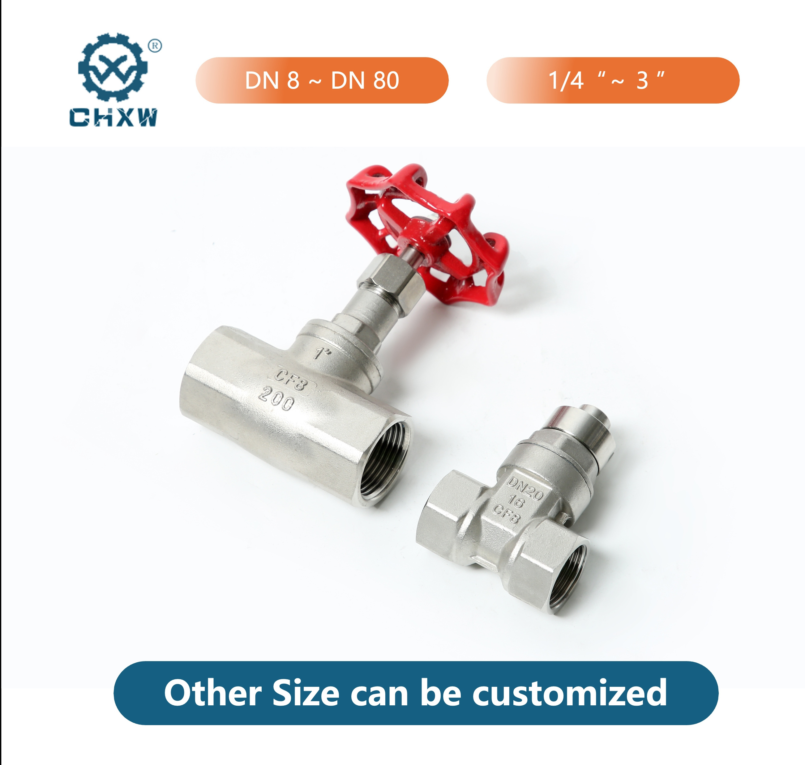 Sanitary Grade Dn25 Dn6 Pn16 Female Threaded Stop Valve In 304 316 Carbon Steel Wcb Cast Forged Steel For Water Steam Oil Gas