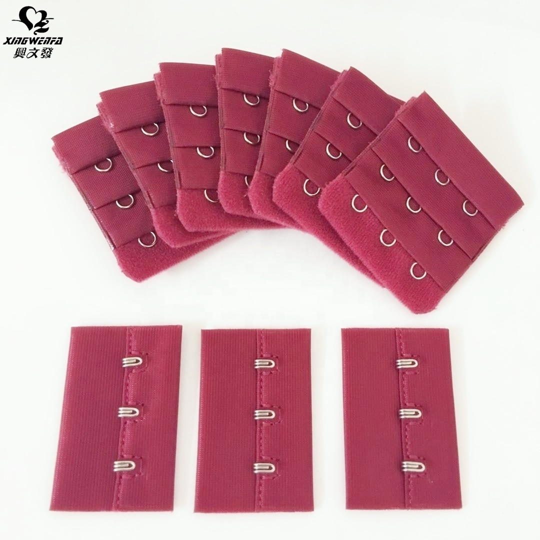 Bra accessories 48mm 3*3 wine color Good quality polyester bra hook and eye tape back fastener