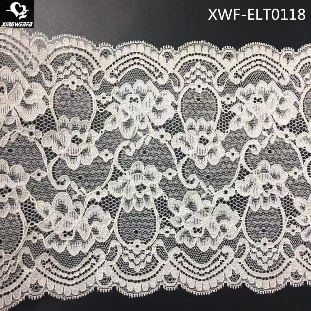 Good quality 18cm border lace trim embroidery white milk silk embroidery lace fabric