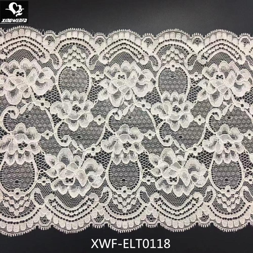 Good quality 18cm border lace trim embroidery white milk silk embroidery lace fabric