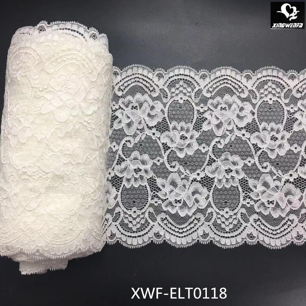 Good quality 18cm border lace trim embroidery white milk silk embroidery lace fabric