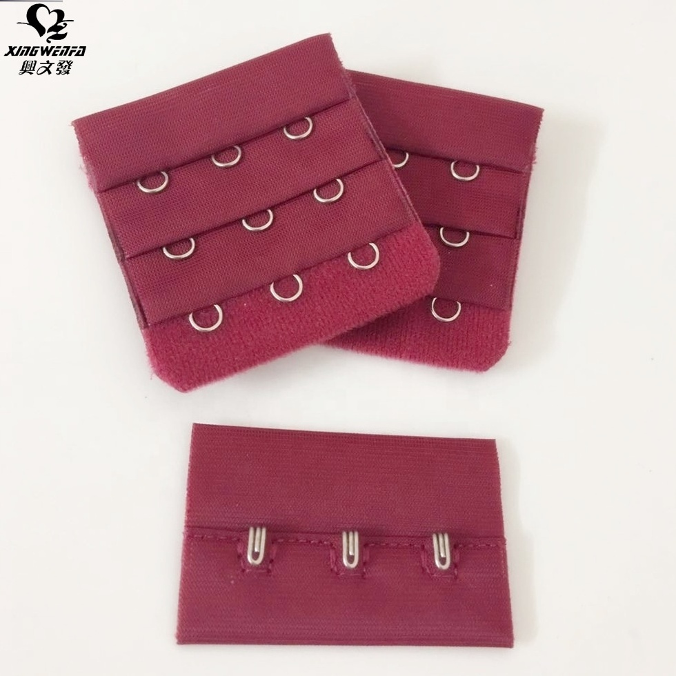 Bra accessories 48mm 3*3 wine color Good quality polyester bra hook and eye tape back fastener