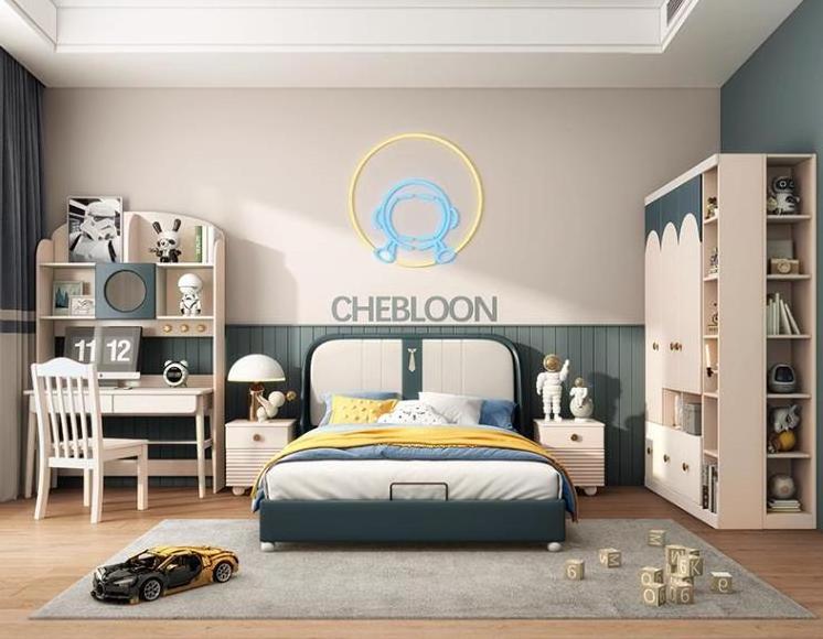 Three-Door Children's Wardrobe: Modern Minimalist  Boys home furniture and bed room set