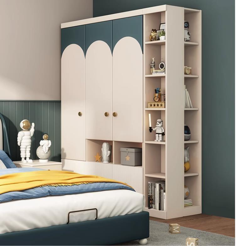 Three-Door Children's Wardrobe: Modern Minimalist  Boys home furniture and bed room set