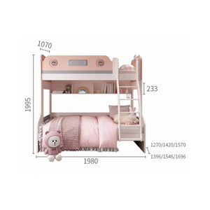 Favourable Price Factory Supply Bunk Bed With Bookshelf Pink Kids Car Design Bed