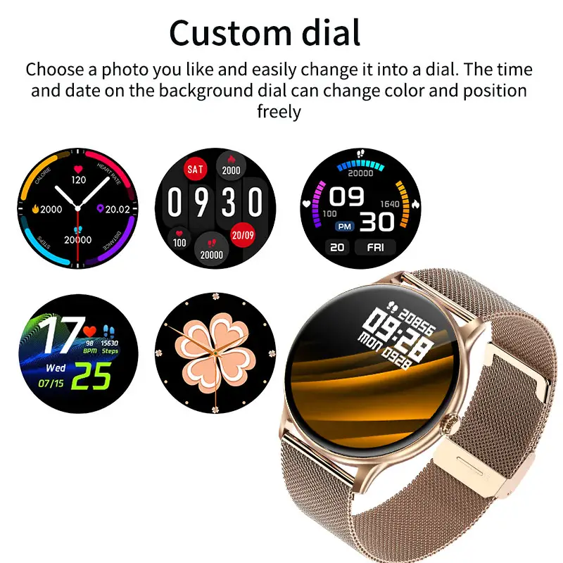 Z12pro Round Ladies Smart Watch  Waterproof  Watches Stainless Steel Quartz Watch for Women Heart Rate Fitness Tracker