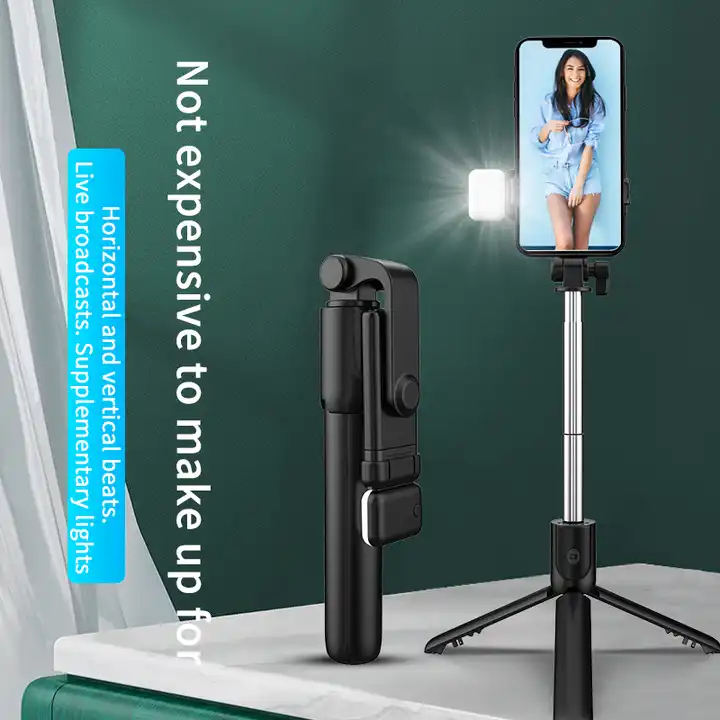 New Selfie Stick R1S With Fill Light 360 Degree Rotation Wireless Control Portable Handheld Selfie Stick Tripod With Phone Stand