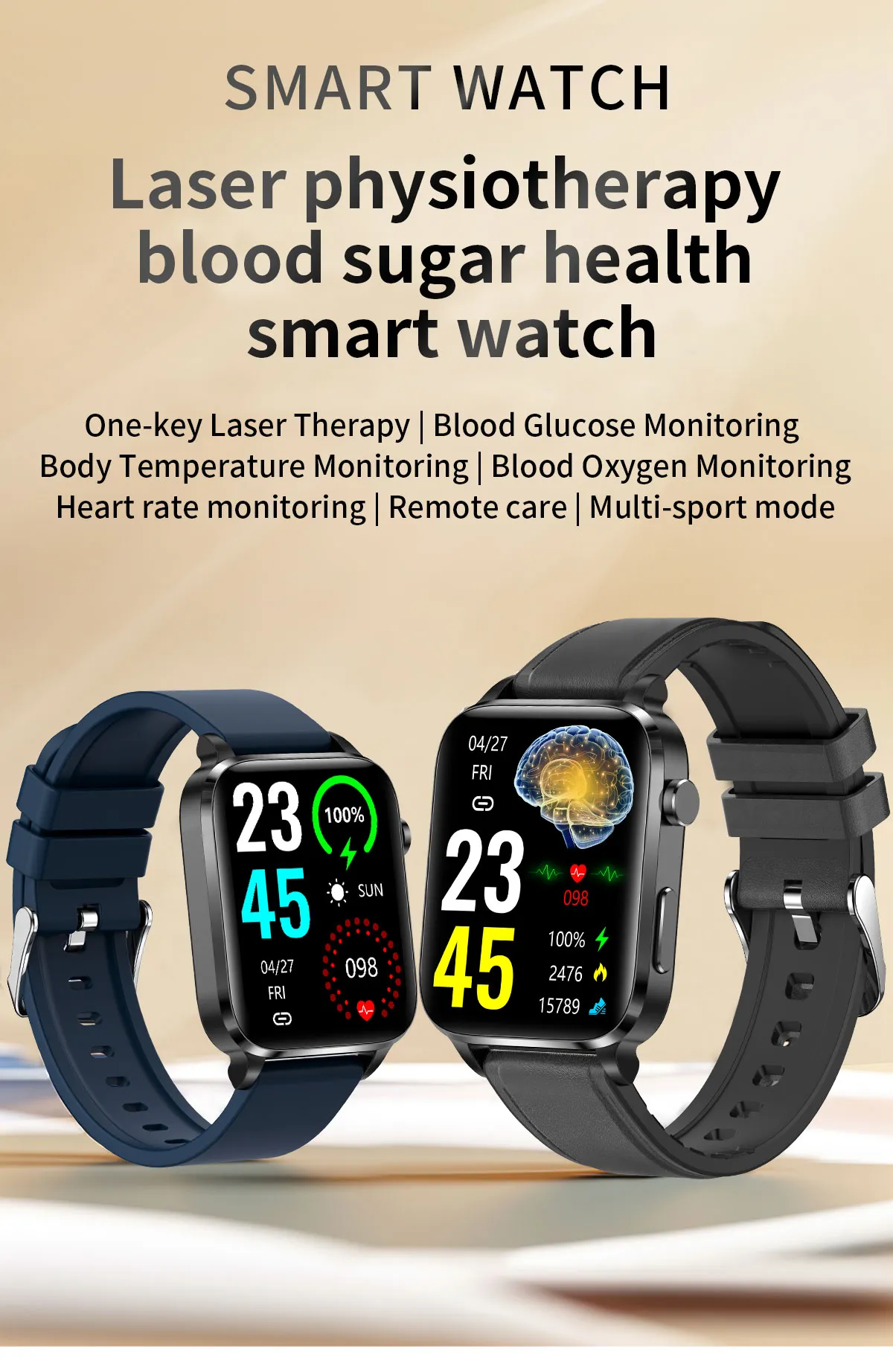 f100 smart watch Ip68 Waterproof Laser Therapy Blood Glucose Monitor reloj inteligente fitness tracker