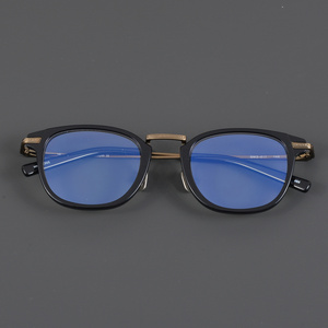 High quality frame vintage eyeglass frame wear comfortable titanium + plate material glasses exquisite craft