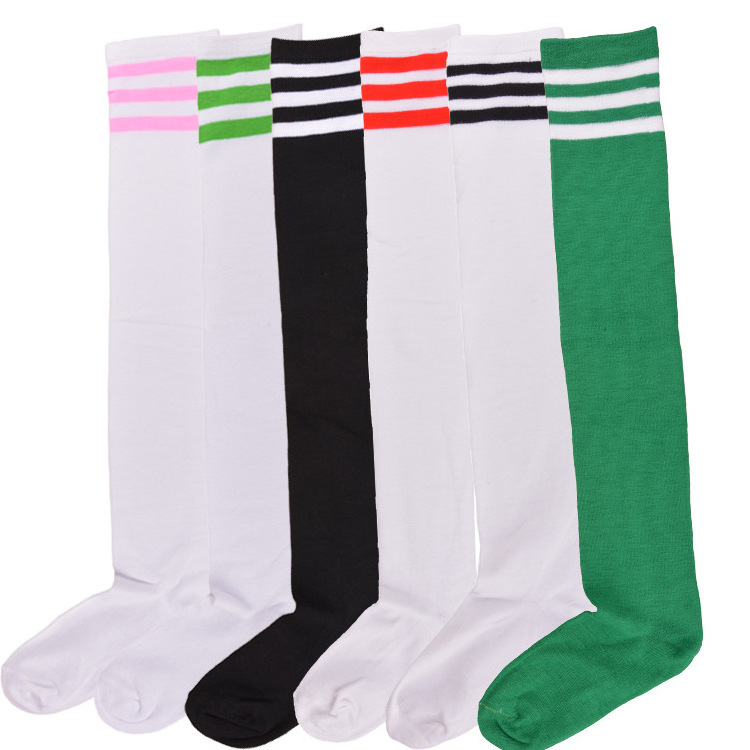 Autumn Winter New Style Combed Cotton Girl Long Stockings Striped Over Knee Thigh High Socks