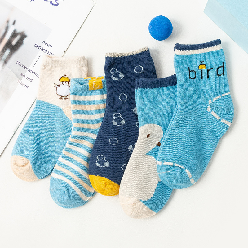 New Designs 5 Pack Ankle Stripe Fashion Solid Animal Alpaca Kids Socks Boys Girls Soft Cotton Cartoon Cute Baby Socks Set