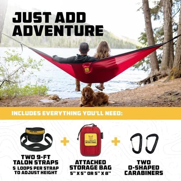 Camping Hammock Camping Essentials Portable Hammock w/Tree Straps Single or Double Hammock for Hiking Travel