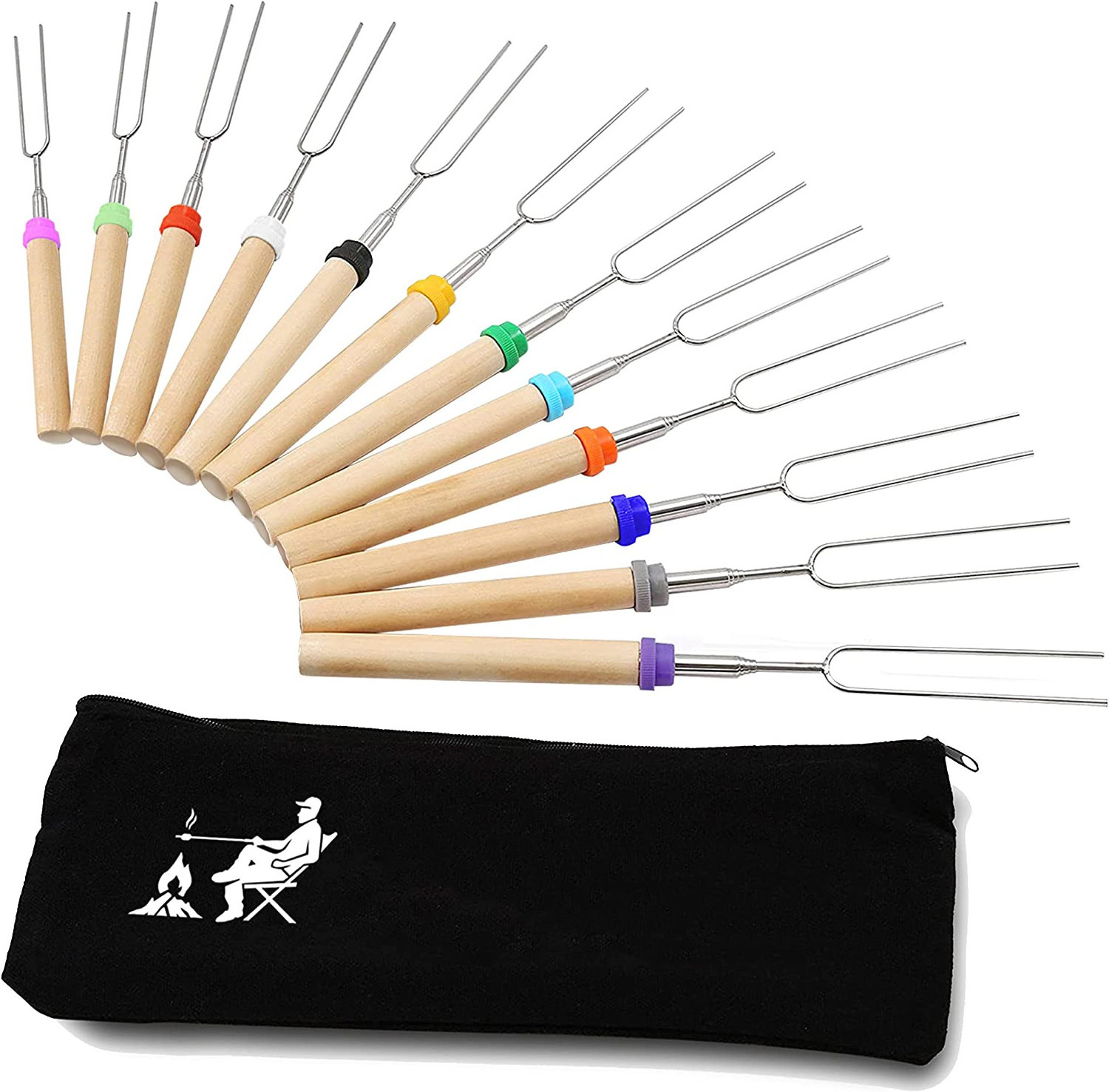 Marshmallow roasting stick Skewers for Fire Pit Kit Extendable Stainless Steel Campfire Marshmellow 32 Inch Long Fork