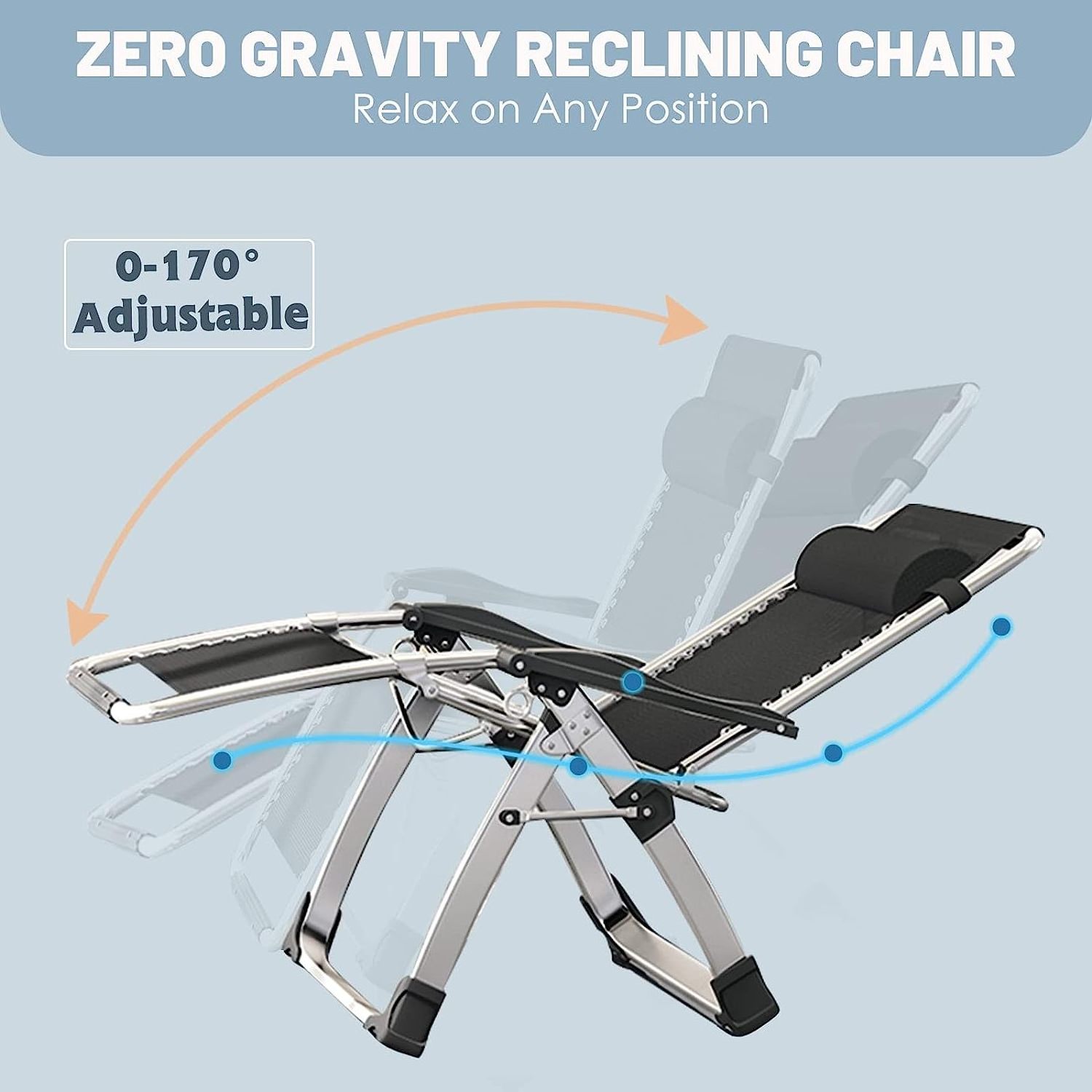 Zero Gravity Chair Reclining Lounge Chair with Removable Cushion & Tray for Outdoor Pool,Patio Recliner Folding Reclining Chair