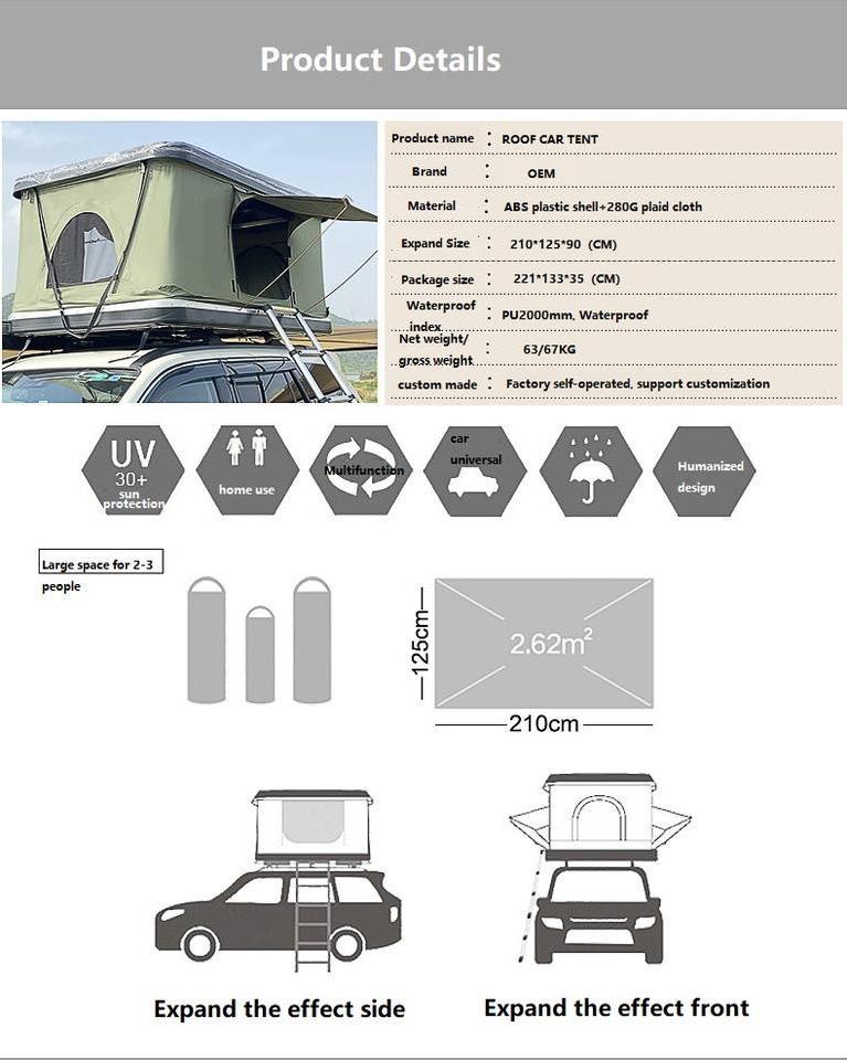 Retractable Off road Hardshell Rooftop Tents for Camping Car Truck Bed Tent Roof Top Tent for Camping SUV