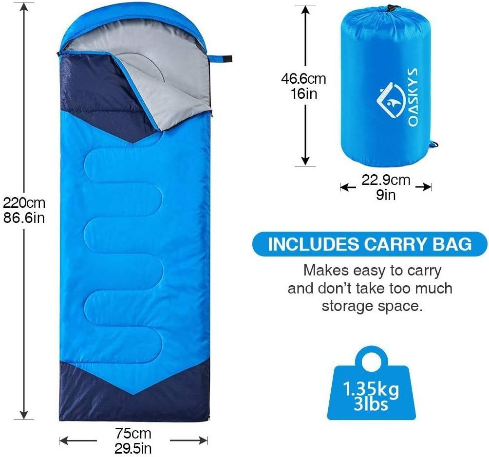 Camping Sleeping Bag 3 Season Warm & Cool Weather Lightweight Waterproof for Adults Kids Camping Gear Equipment