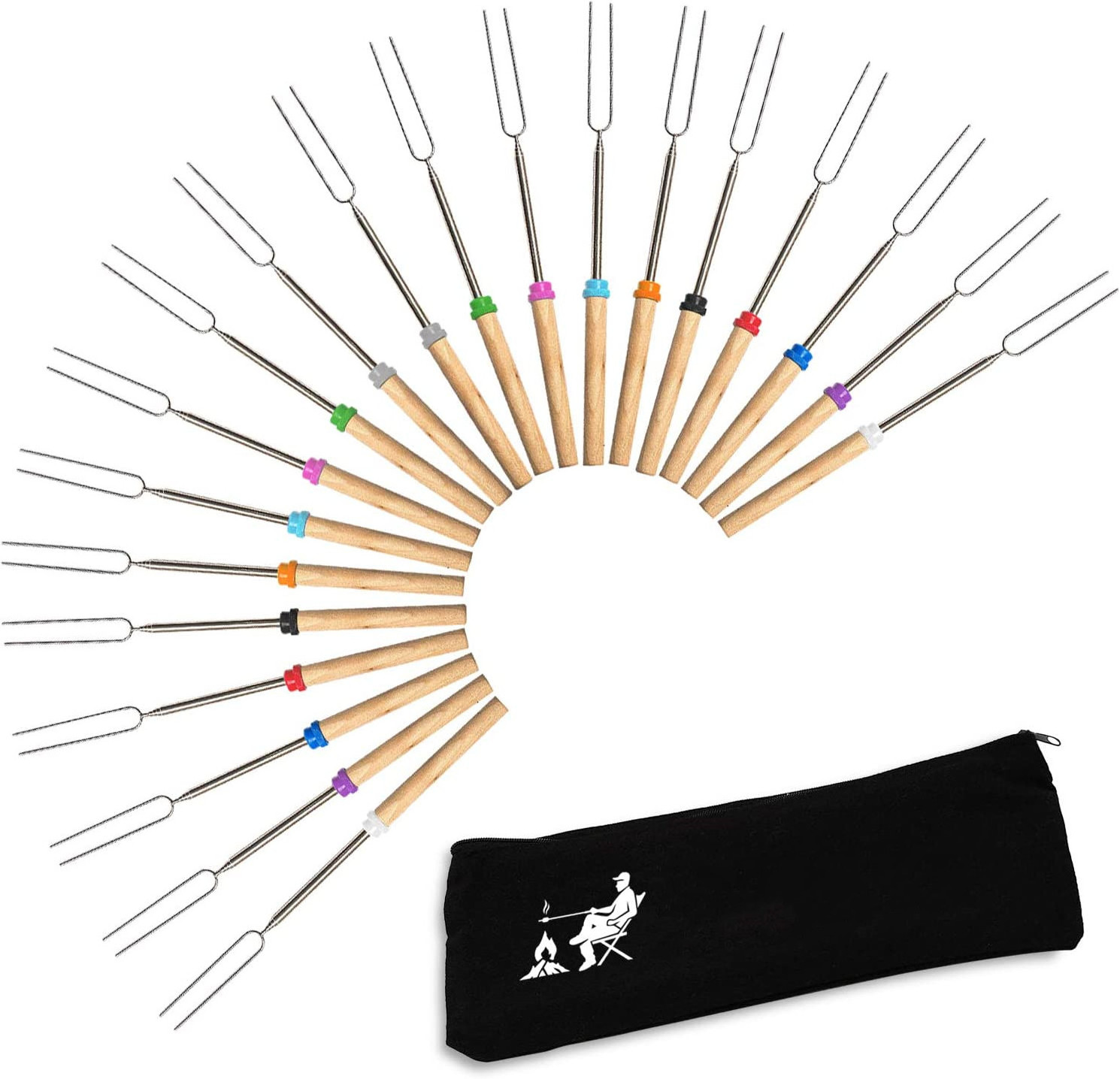 Marshmallow roasting stick Skewers for Fire Pit Kit Extendable Stainless Steel Campfire Marshmellow 32 Inch Long Fork