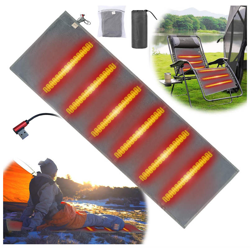 Outdoor Camping Heated Sleeping Bag Pad Battery Powered Electric Heated Blankets USB Heater for Tent