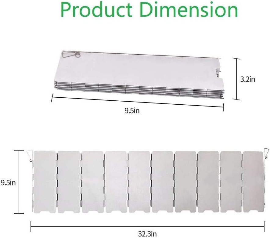 Camp Stove Windshield 10 Plates Folding Aluminum Camping Burner Windscreen for Camping Stoves and Butane Stoves