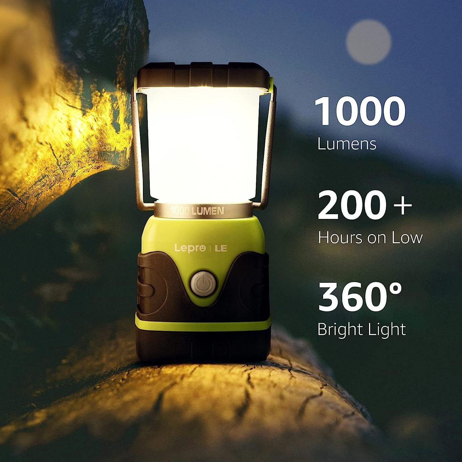 1000LM Battery Powered LED Camping Lantern Waterproof Tent Light with 4 Light Modes Camping Essentials Portable Lantern Flashing