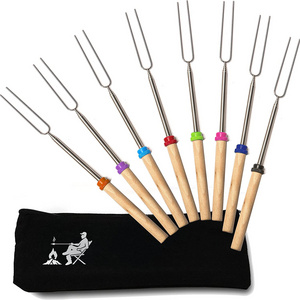 Marshmallow roasting stick Skewers for Fire Pit Kit Extendable Stainless Steel Campfire Marshmellow 32 Inch Long Fork