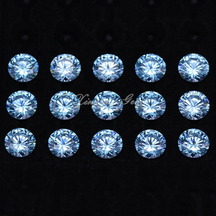 Synthetic Gems 3mm-6mm Round Brilliant Cut Aquamarine 3A fancy cut gemstone Cubic Zirconia Loose Stones