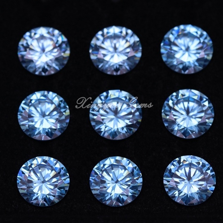 Synthetic Gems 3mm-6mm Round Brilliant Cut Aquamarine 3A fancy cut gemstone Cubic Zirconia Loose Stones