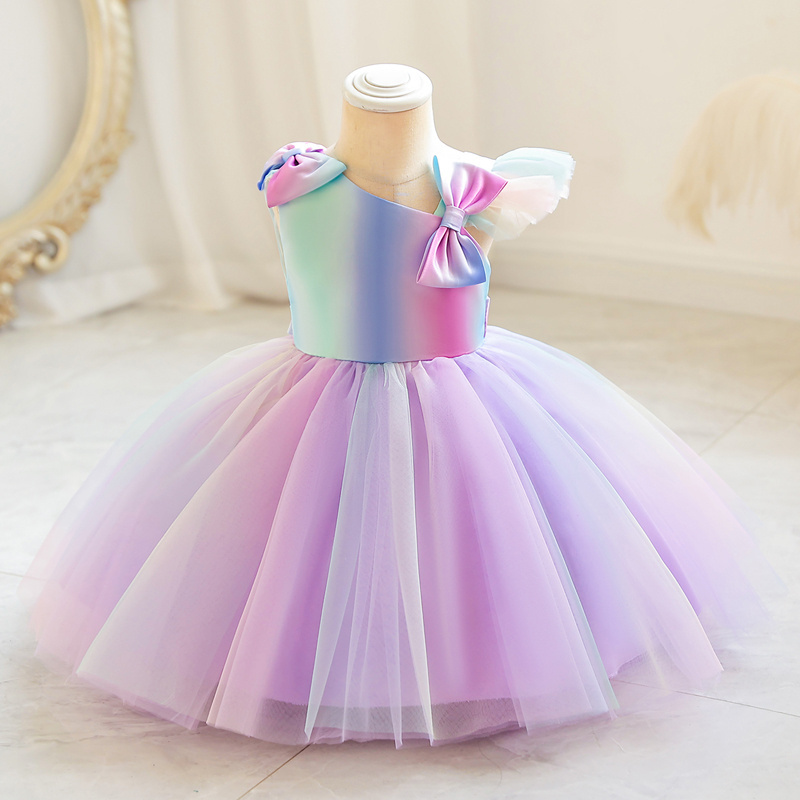 1-6 Years Mini Gown For Party 1st Birthday Flower Girl Fluffy Dresses Toddler Girls Costume Baby Girls Princess Dress