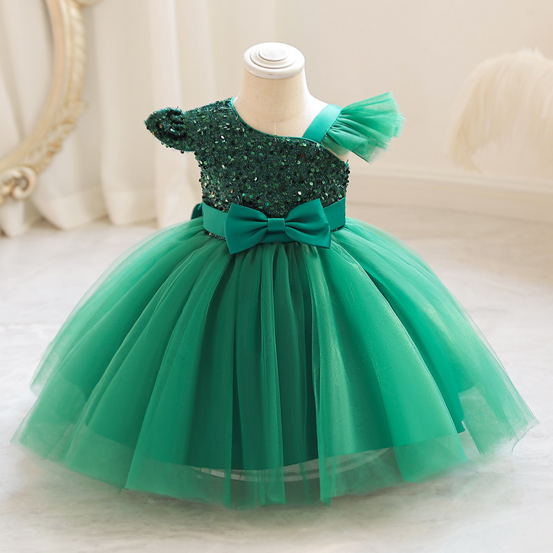 1-6 Years Mini Gown For Party First Birthday Flower Girl Sequined Dresses Toddler Girls Costume Baby Girls Princess Dress