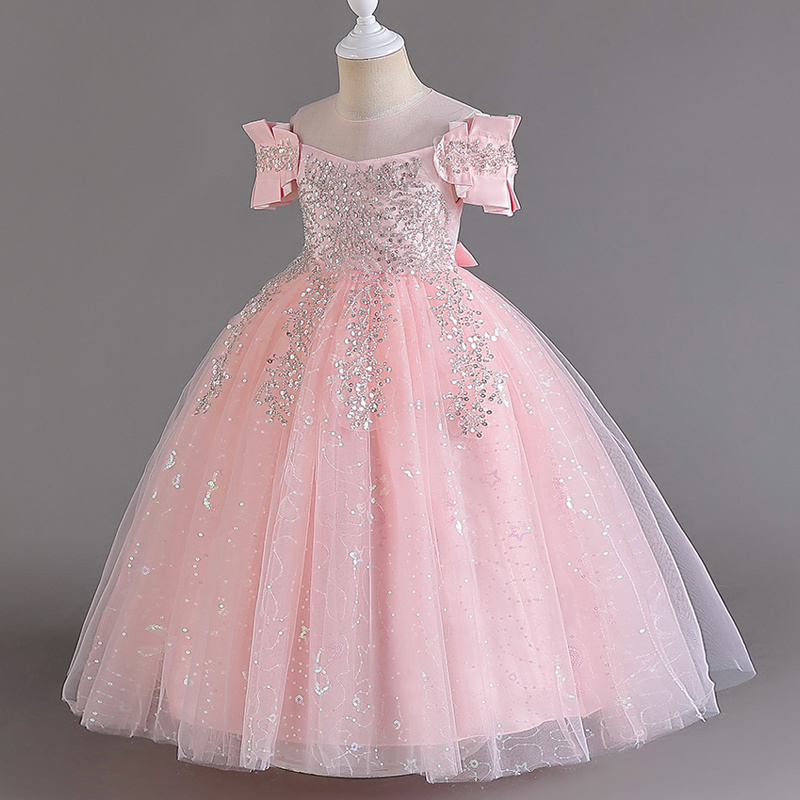 3-14 Year Flower Girls Princess Dress For Party Long Gown Kids Birthday Dresses Girl Wedding Evening Costume