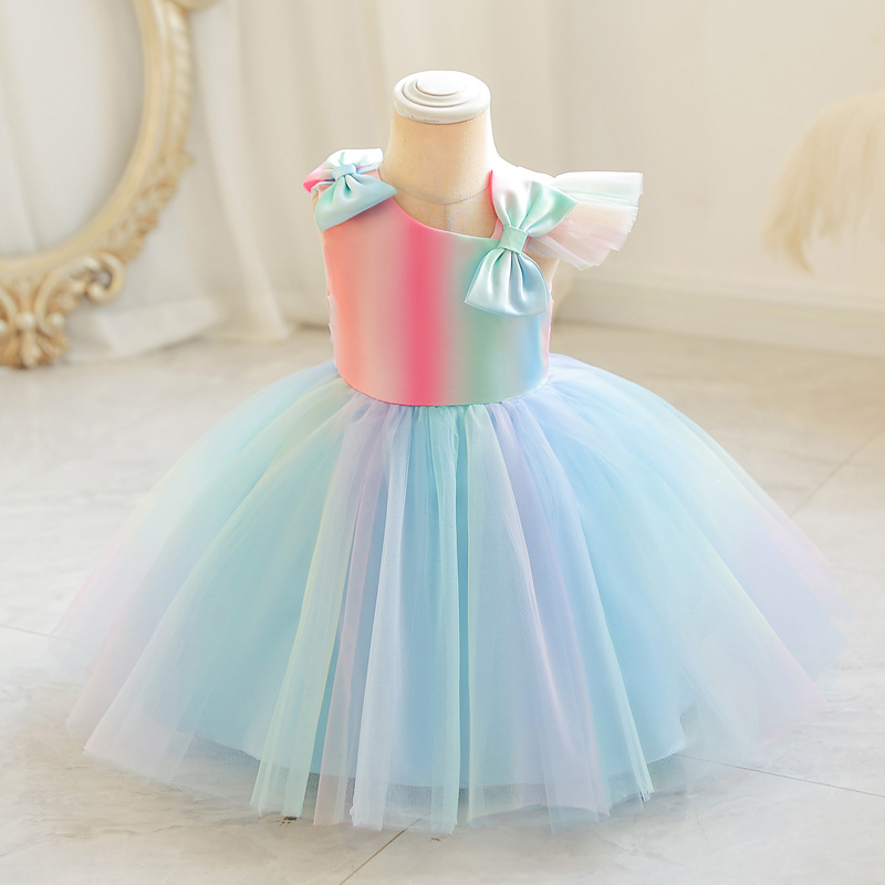 1-6 Years Mini Gown For Party 1st Birthday Flower Girl Fluffy Dresses Toddler Girls Costume Baby Girls Princess Dress