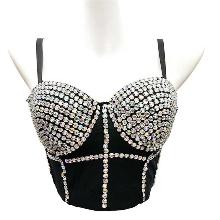 Wholesale Beaded Bra Fashion Sling Vest Bright Diamond Bra Top Shiny Diamond Bra