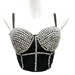 Wholesale Beaded Bra Fashion Sling Vest Bright Diamond Bra Top Shiny Diamond Bra