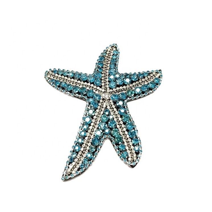 Bling Bling Sea Star Rhinestone Beaded Patch Handmade Crystal Applique Patch For Clothing