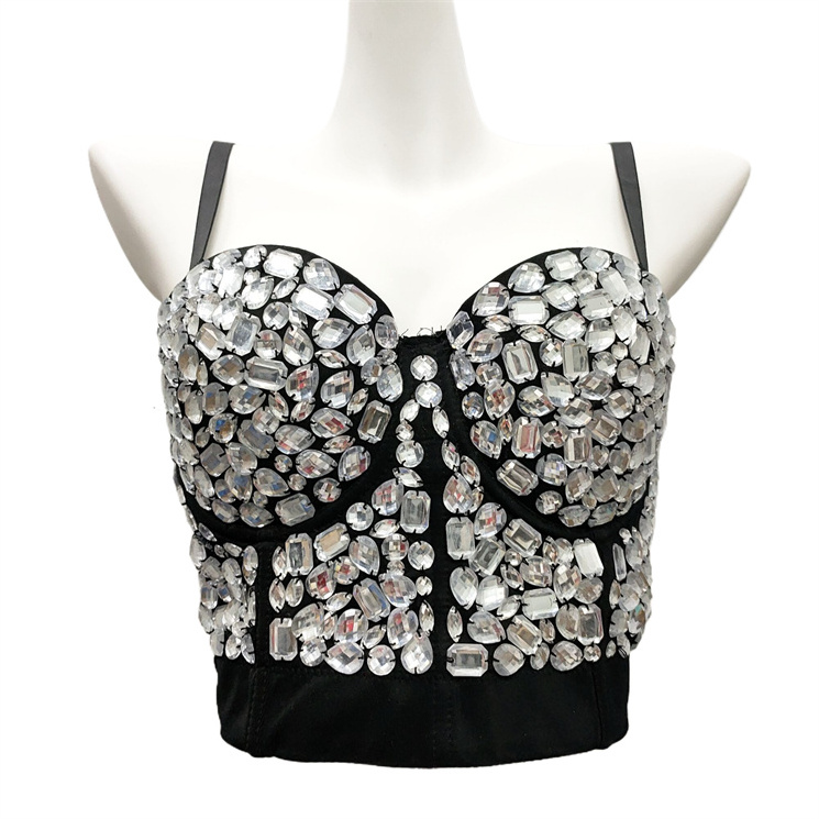 Wholesale Beaded Bra Fashion Sling Vest Bright Diamond Bra Top Shiny Diamond Bra