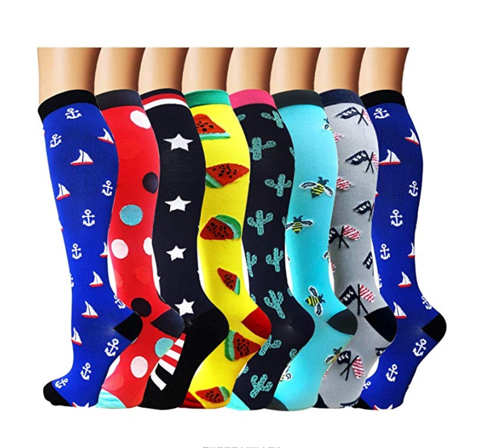 Wholesale Discharge Printing Comfortable Various Colors Compression Cartoon Custom Logo Socks