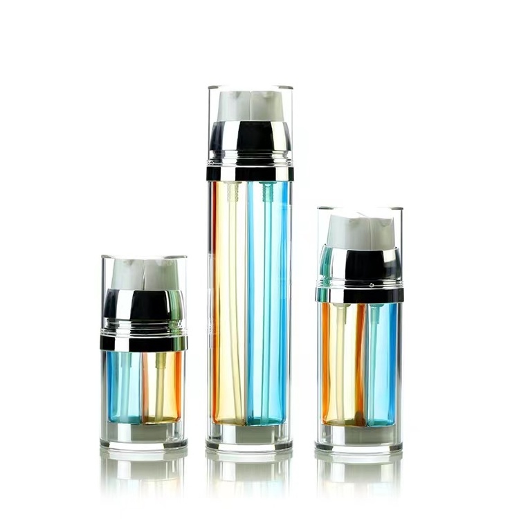 20ML luxury skincare acrylic lotion airless pump bottle cosmetics packaging double ends dual chamber airless pump bottle