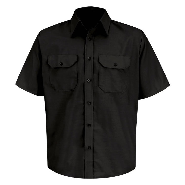 Hot Sale Button Up Button Down Black Short Sleeve Custom Men Work Shirt