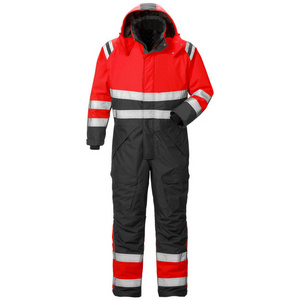 Hot Sale Orange / Black One Piece Hi Vis Freezer High Visibility Waterproof Quilted Winter Insulated Boiler Suit