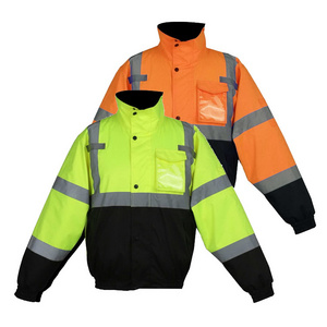 Hot Sale Winter Quilted High Visibility Mens Construction Hi Vis Reflective Safety Clothing